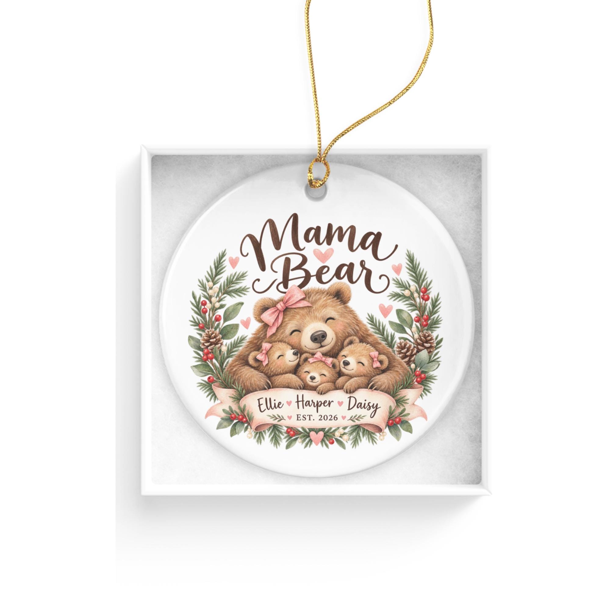 Mama Bear Christmas Ornament, Bear Family Holiday Decor, Personalized Grandma Ornament, Woodland Nursery Keepsake, Gift for Mama Bear 4