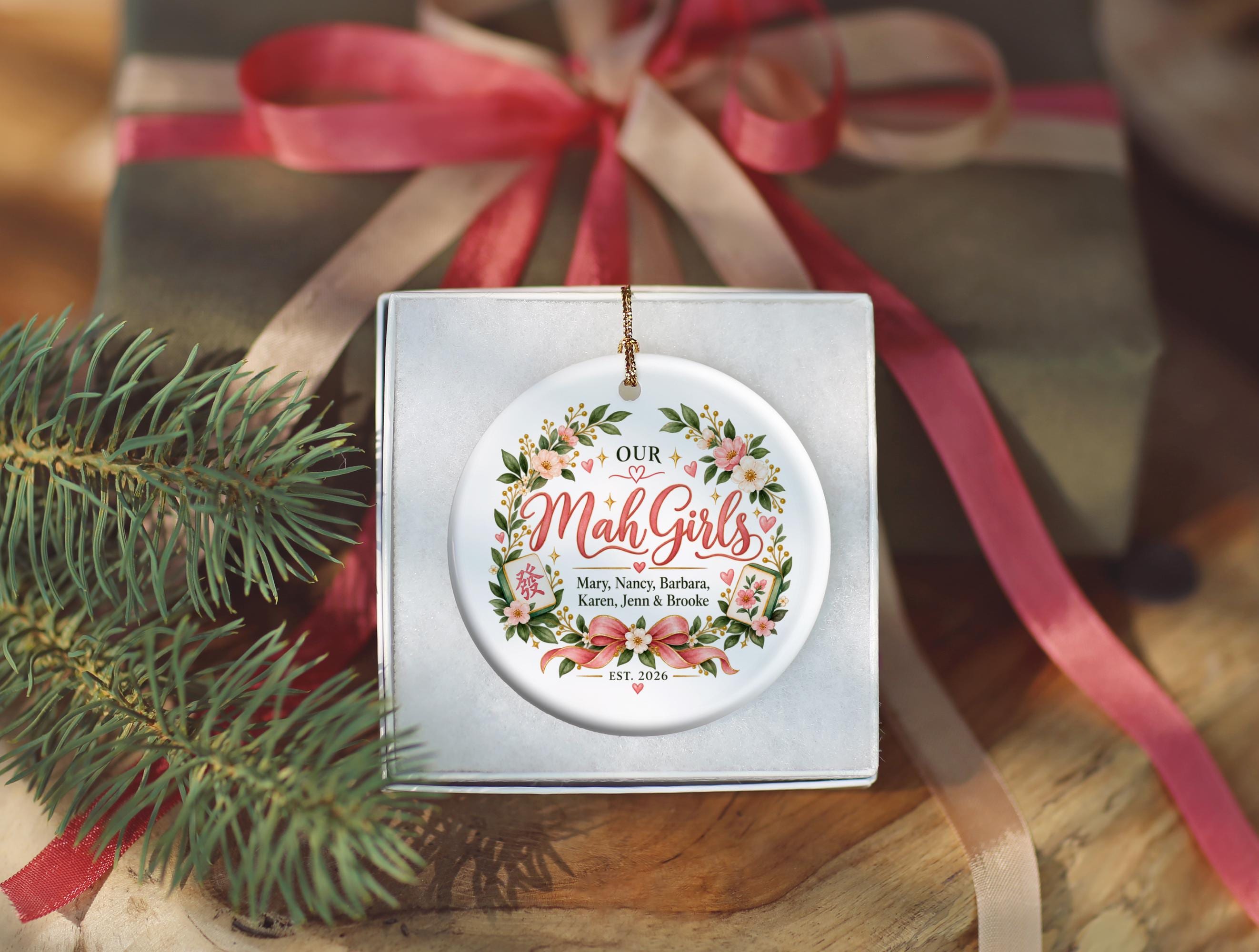 Mah Girls Family Ceramic Christmas Ornament 3