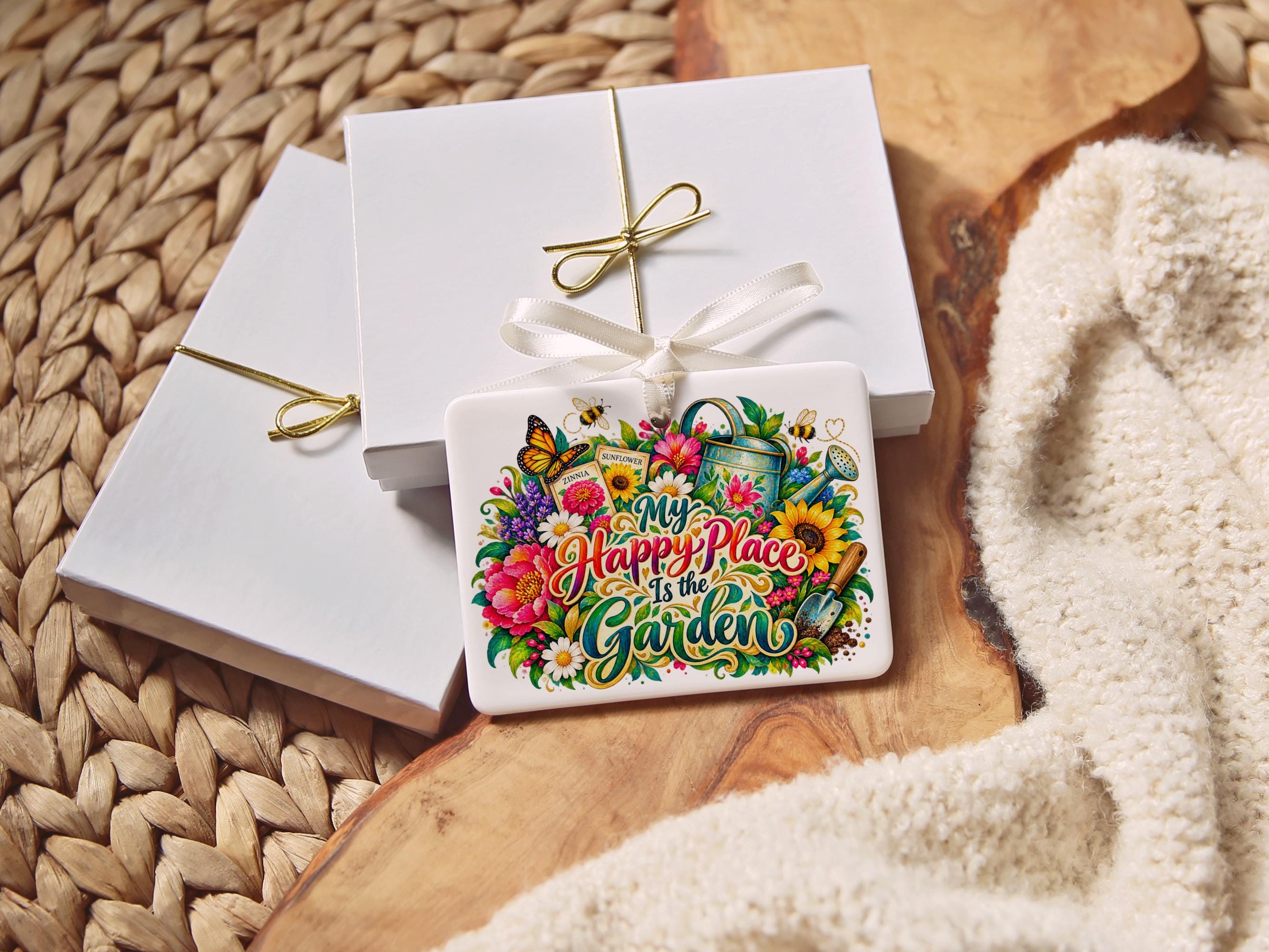 My Happy Place Is the Garden Ceramic Ornament 5
