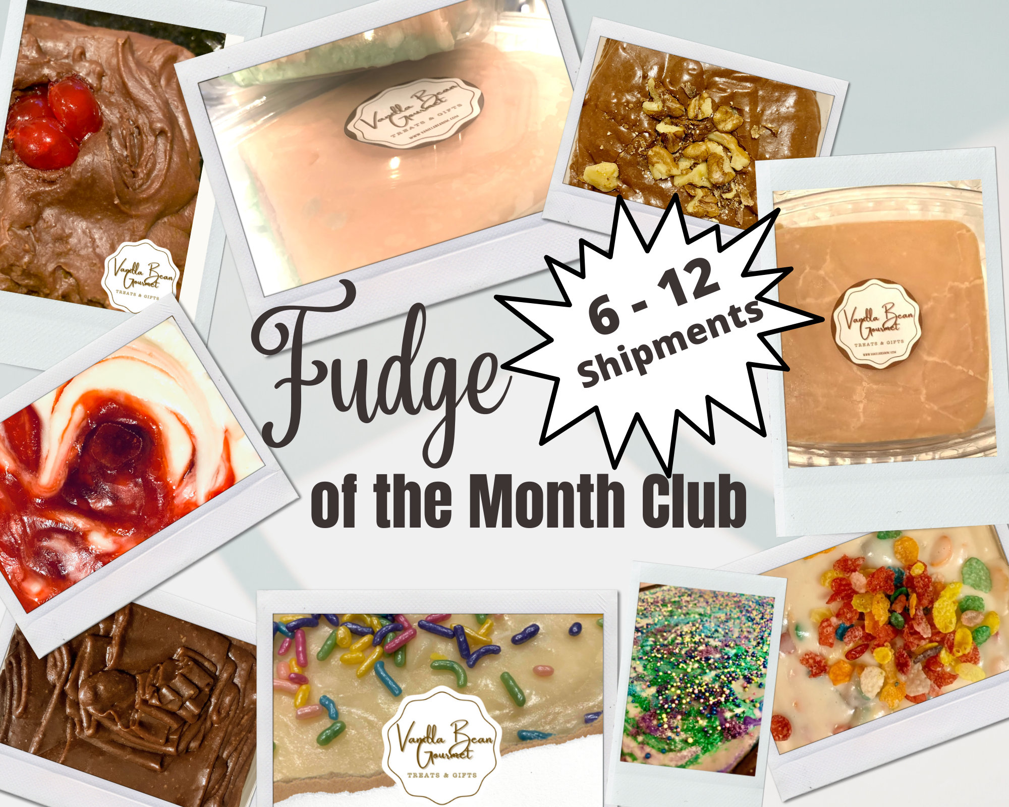 Special Offer Fudge Club 12 monthly shipment For you or a gift! Mother's day, Father's Day, Christmas personalized gifts, Free shipping