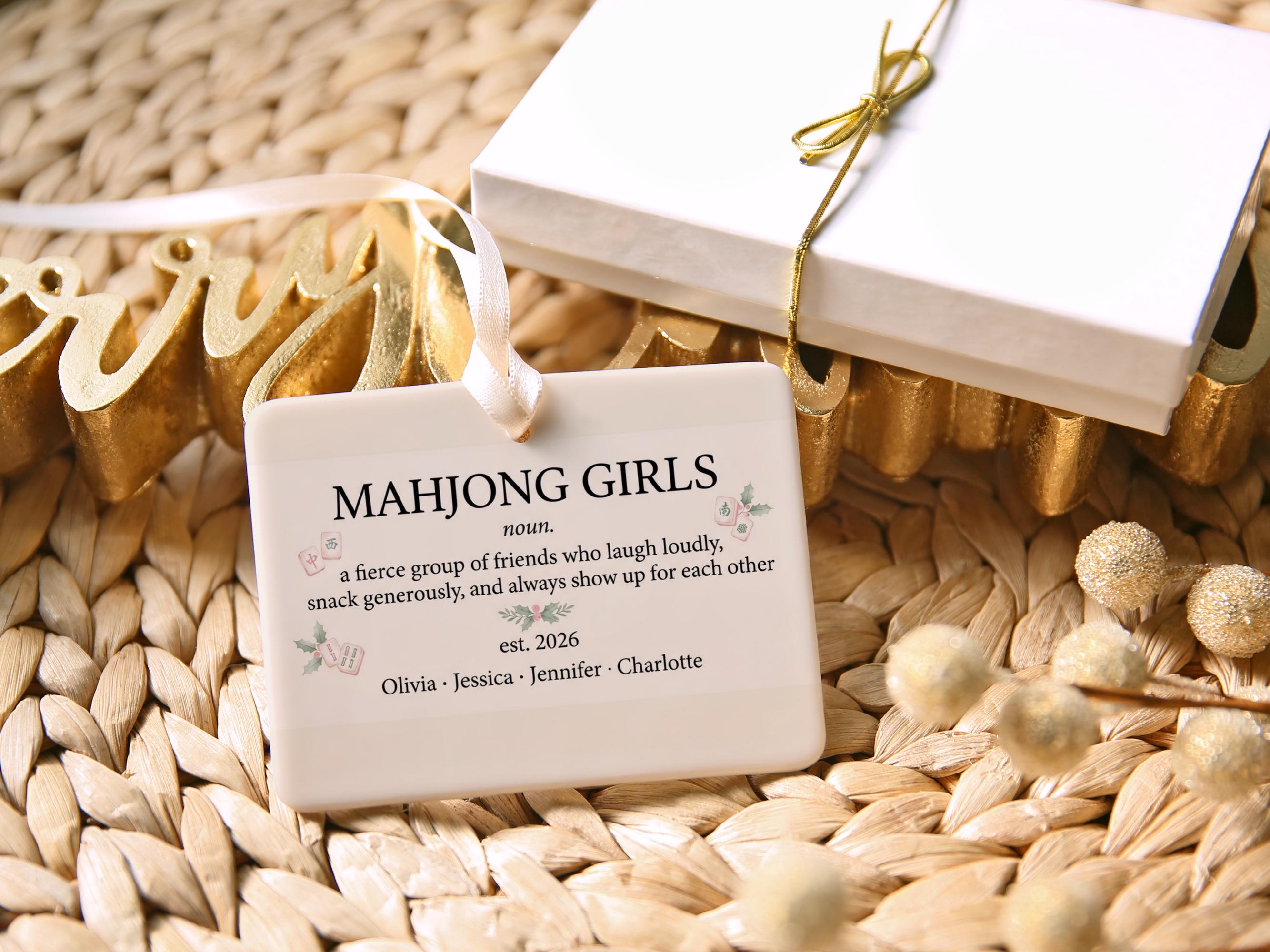 Mahjong Girls Ceramic Christmas Ornament 4