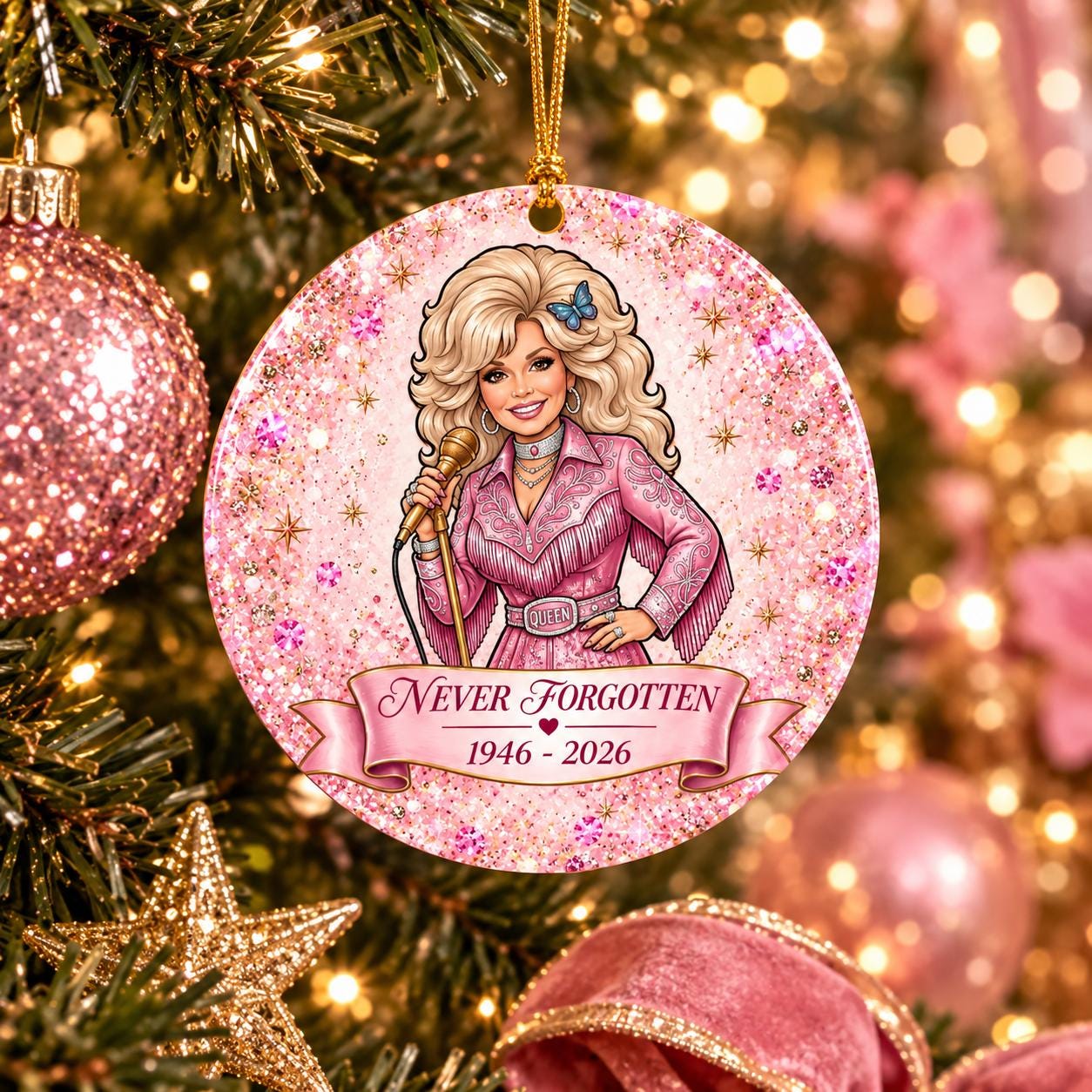 Dolly Fan Memorial Ceramic Christmas Ornament (1946-2026) 2
