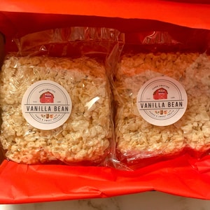 Homemade Big Crispy Rice Cereal Treats yummy gooey fresh made goodies Individually wrapped gift set of 2