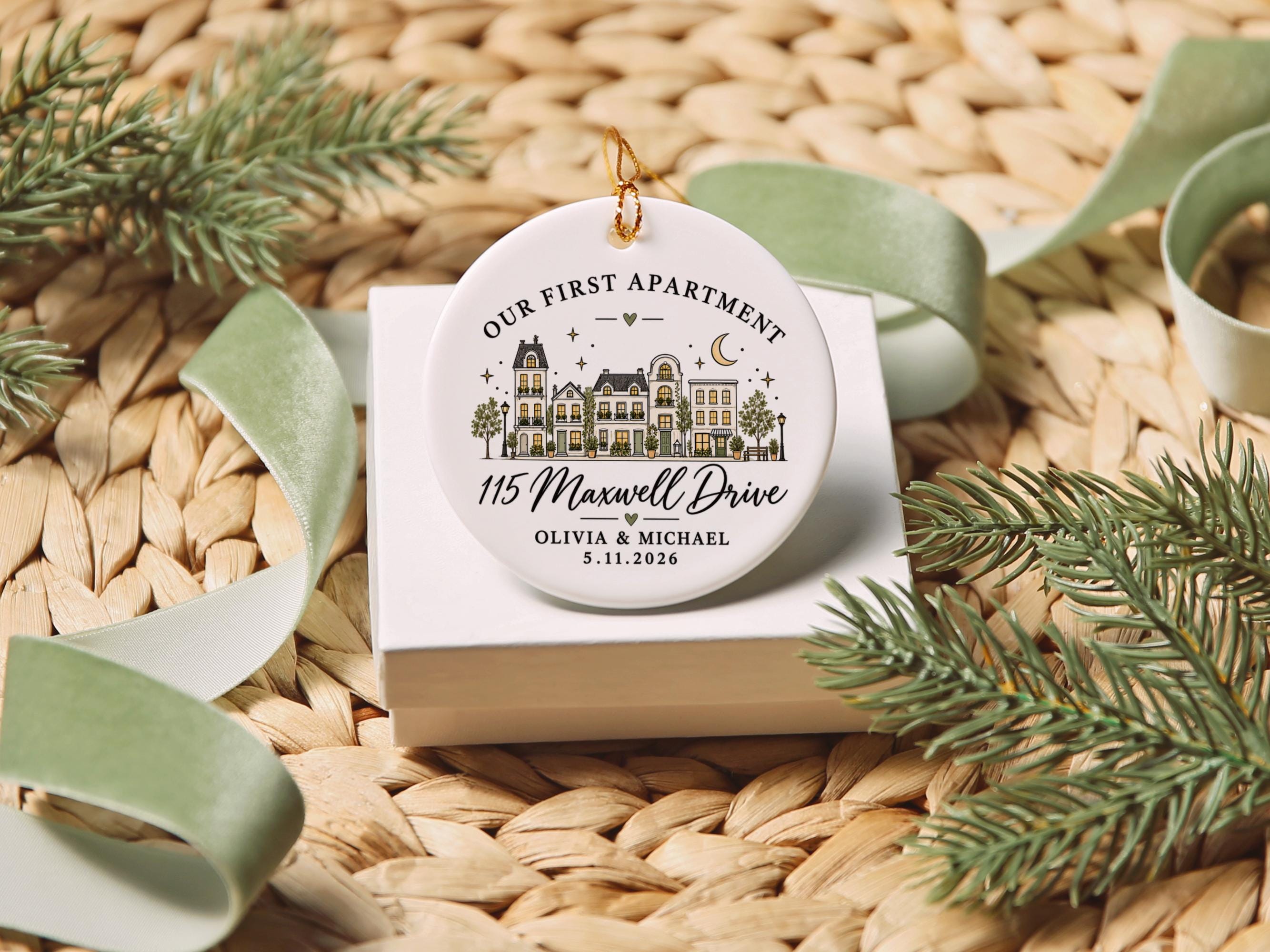 Our First Apartment Ornament, New Home Keepsake, Personalized Couple Ornament, Housewarming Gift, Custom Address Christmas Decor 2026 3