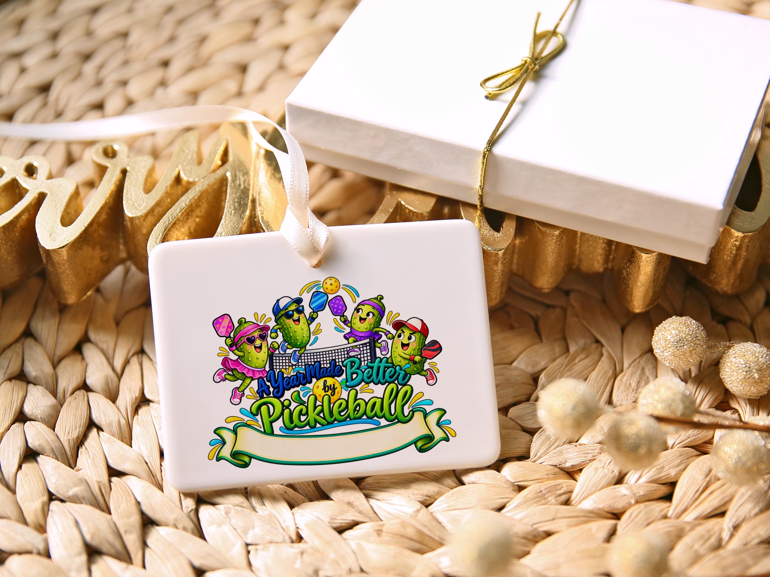 Pickleball Ceramic Christmas Ornament