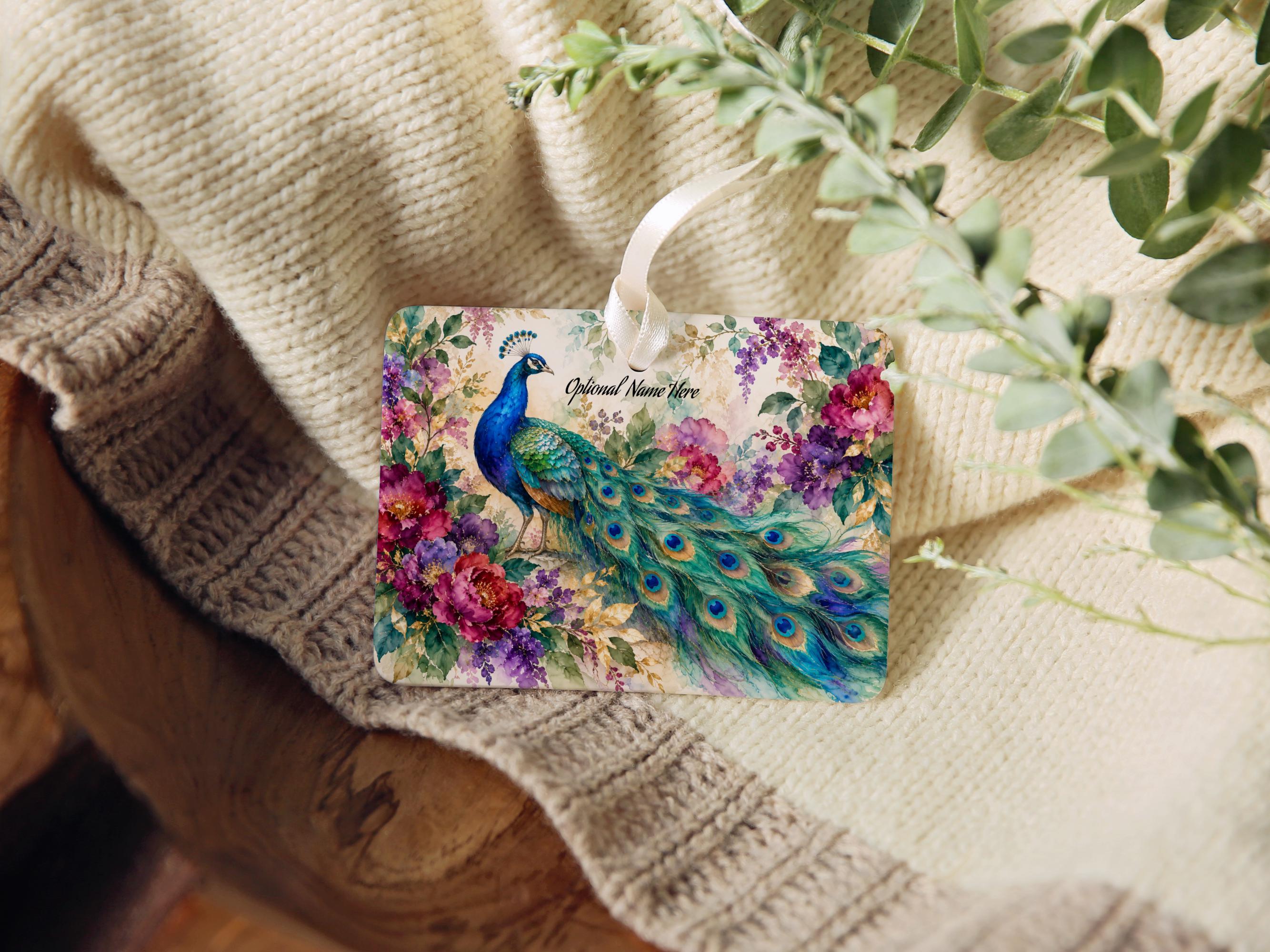 Personalized Peacock Ceramic Christmas Ornament 4