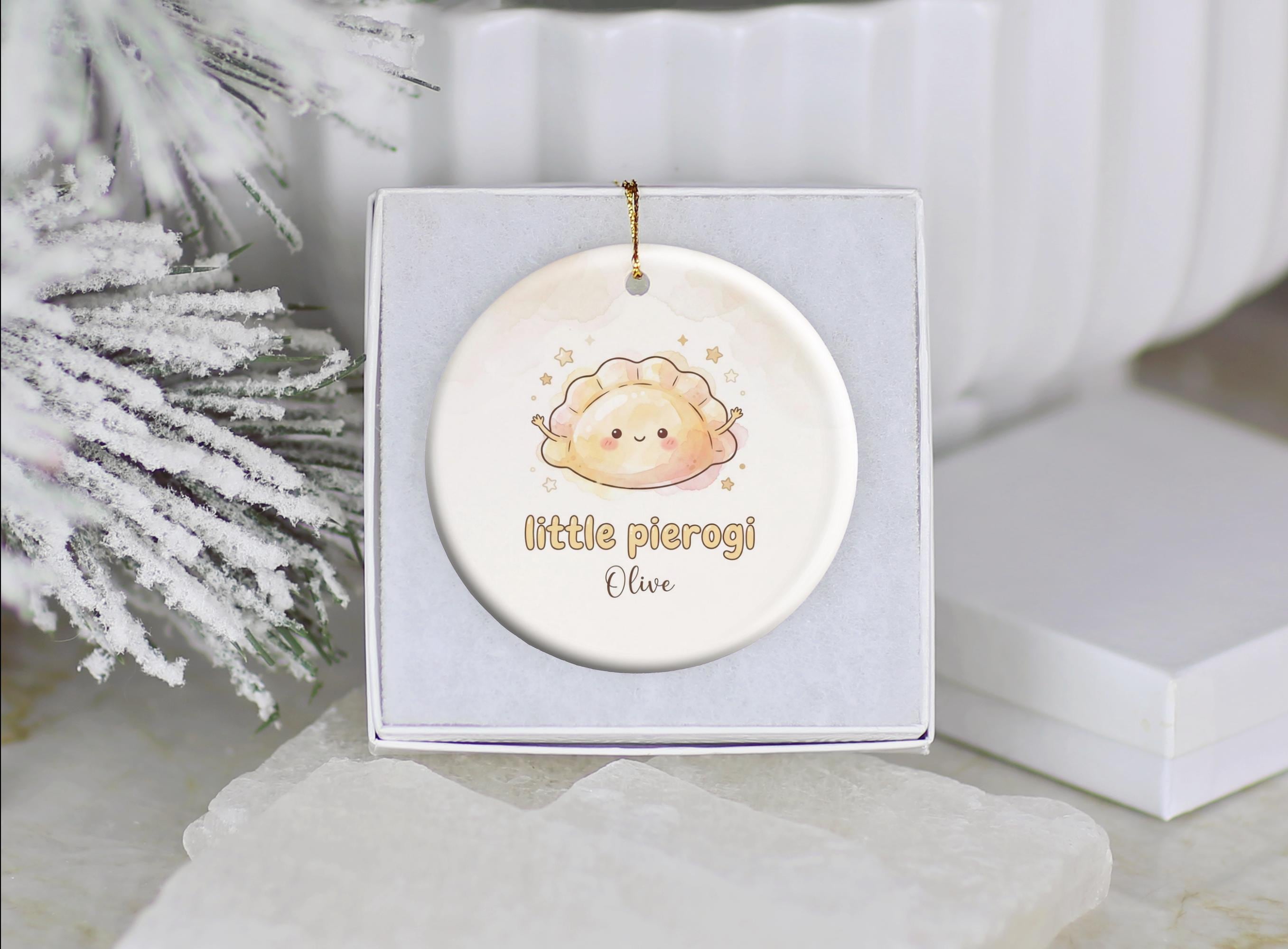 Little Pierogi Ceramic Christmas Ornament 3