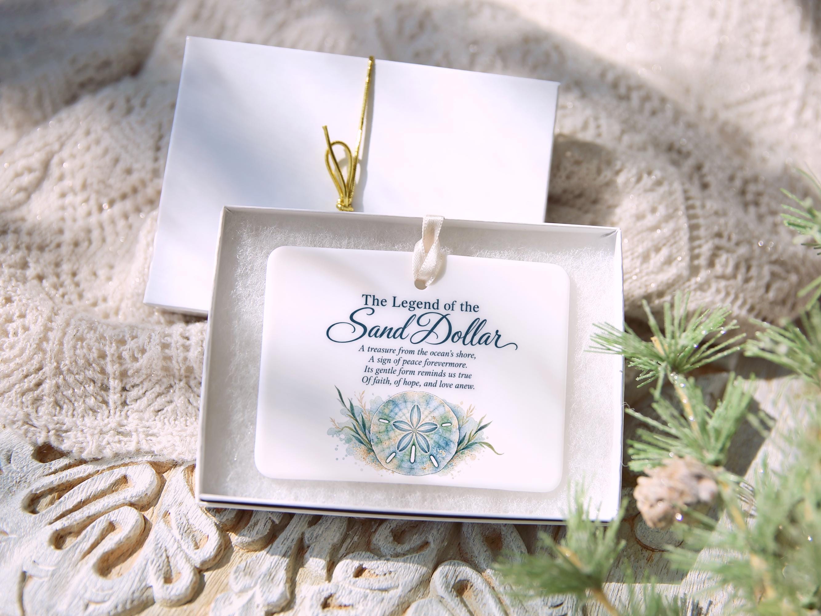 Sand Dollar Legend Poem Keepsake Ornament, Coastal Christmas Decor, Ocean Lover Keepsake, Beach House Holiday Gift, Ceramic Sea-Themed Ornam