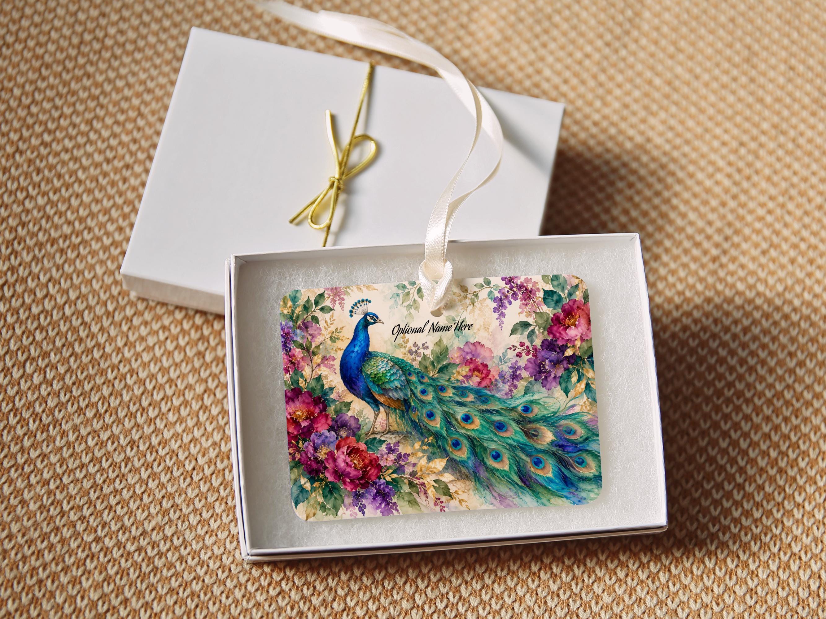 Personalized Peacock Ceramic Christmas Ornament 5