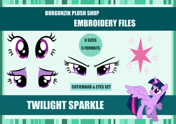 Embroidery Design Files Twilight Sparkle Eyes And Cutie Mark Set 5 Formats