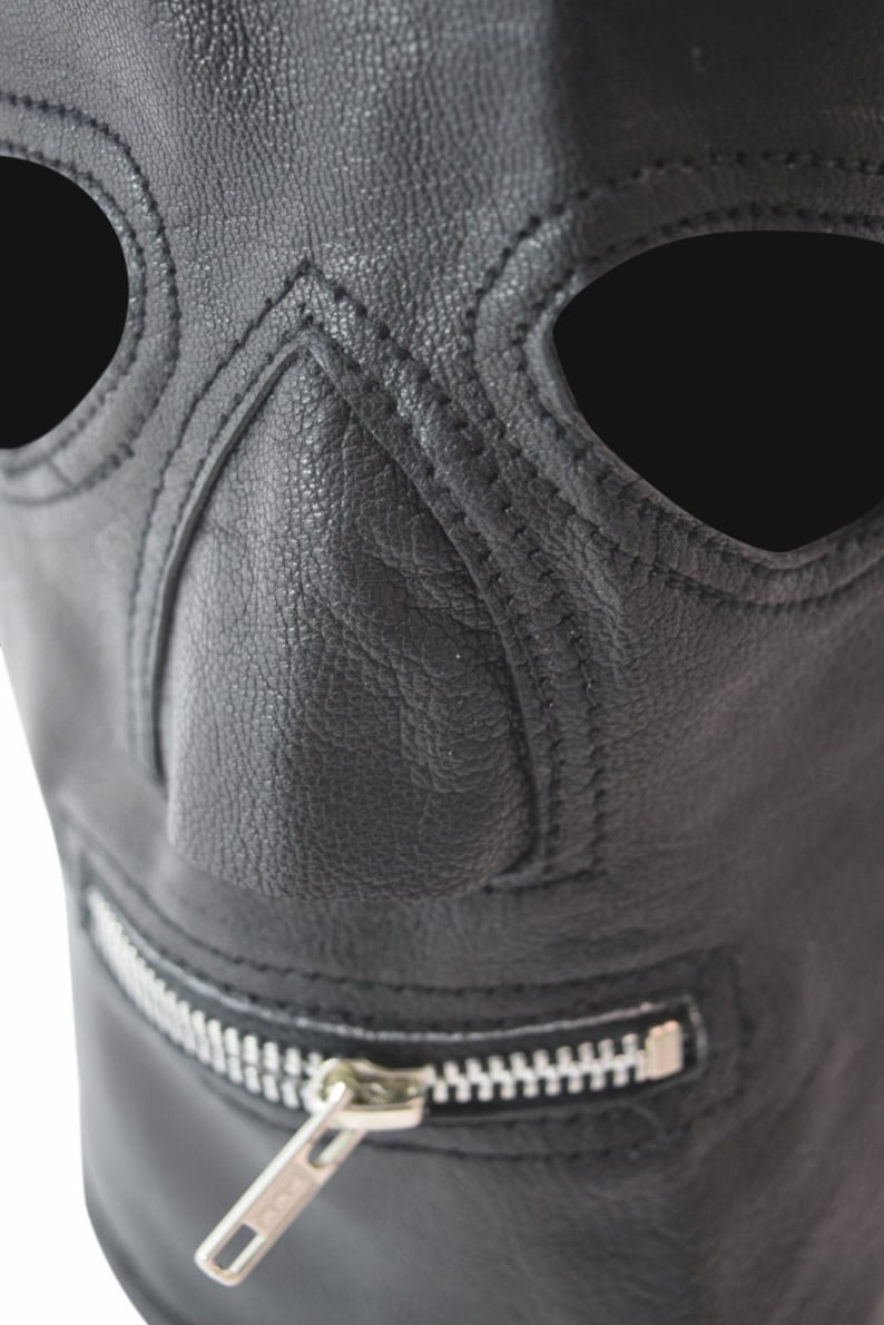 Sensory Deprivation Leather Mask With Zipper Bondage Bdsm Etsy Uk