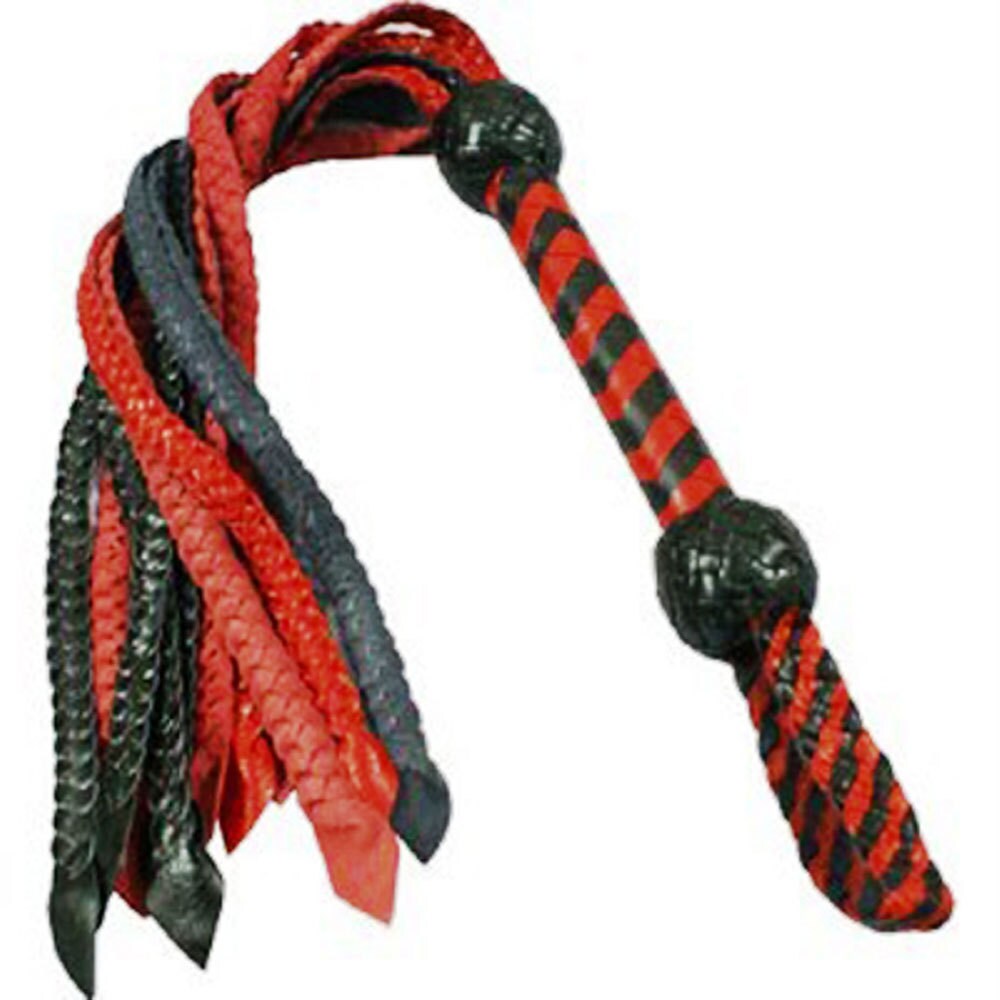 Black and Red Braided Leather Flogger Horse Whip by Sade Etsy