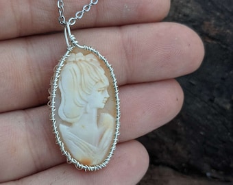 Conch Shell Cameo Necklace