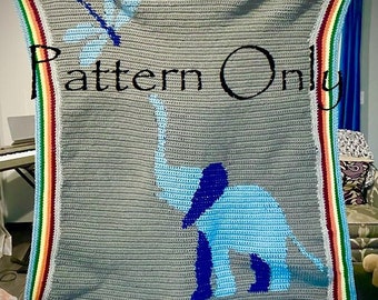 Elephant Baby Blanket Crochet *Pattern Only*