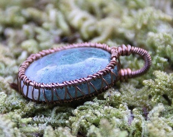 Moss Agate Copper Wire Wrap