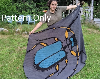 Blue Beetle Blanket Crochet *Pattern Only*