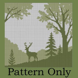 Deer in Woods Baby Blanket Crochet *Pattern Only*