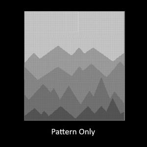 Peut inclure: Motif de montagnes en niveaux de gris sur fond quadrillé. Le design présente des formes triangulaires superposées, créant un effet de dégradé. Le texte "Pattern Only" est en bas.