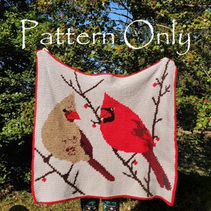 Pair of Cardinals Blanket Crochet *Pattern Only*