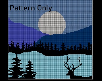 Baby Blanket with Deer and Moon Crochet *Pattern Only*