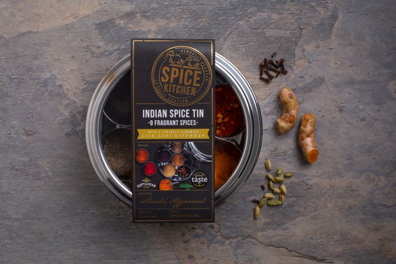 Indian Spice Tin - Masala Dabba - Spice Tin - Spices Set - Gift for Foodie - Gift for Chef - Award Winning Garam Masala - Spice Rack Box