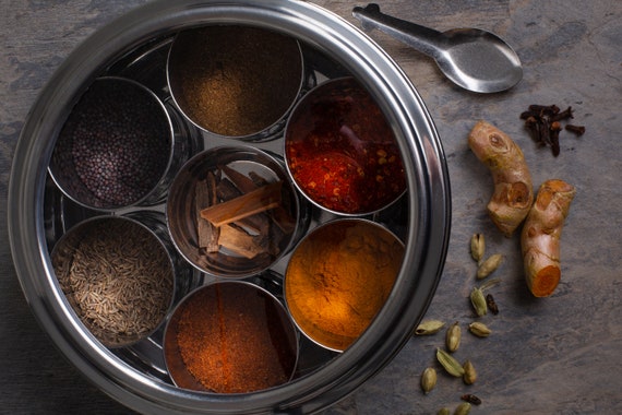 especias para chefs caja de especias de acero inoxidable caja de especias indias Caja de acero inoxidable para especias Masala caja de especias de acero inoxidable especias de cocina