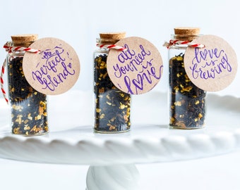 Wedding Favour - Tea in Glass Bottle - Edible Wedding Favour - Free Personalisation - Love is Brewing - Perfect Gift for your Guests