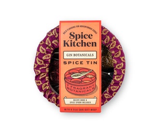 Spice Kitchen Gin Botanicals Tin with 7 Botanicals & Handmade Silk Sari Giftwrap