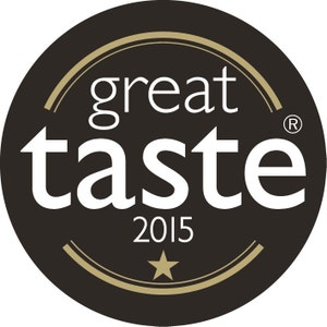 May include: A black and gold Great Taste award logo with the text "great taste" in white and the year "2015" below. A gold star is centered below the year.