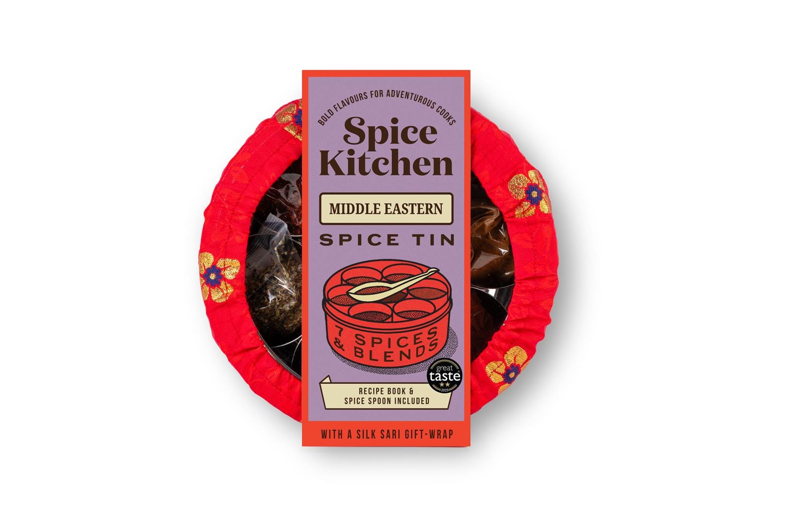 Middle Eastern Spice Tin with Silk Sari Giftwrap