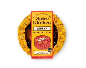 Indian Spice Tin (Masala Dabba) with Sari Cover, 9 Fresh Spices