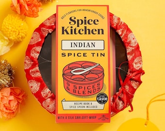 Masala Dabba: Indian Spice Tin with Handmade Sari Wrap, 9 Fresh Spices