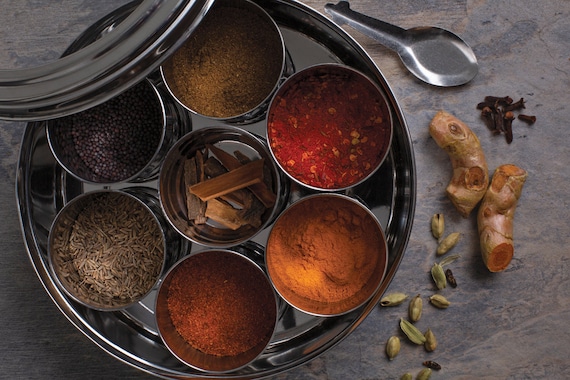 Spice Kitchen Indian Spice Tin - Masala Dabba - Spice Tin - Spices Set - Gift for Foodie - Gift for Chef - Award Winning Garam Masala