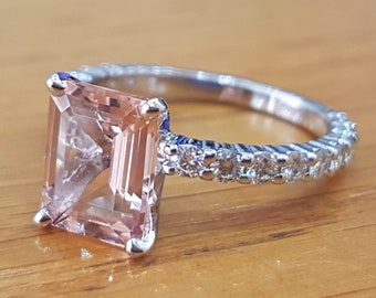 3 Carat Morganite Engagement Ring With Diamonds