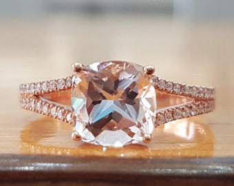 2 Carat Morganite Engagement Ring Rose Gold