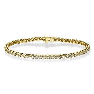 2 Carat Diamond Bracelet, Bezel Diamond Bracelet, Diamond Tennis Bracelet, Yellow Gold Bracelet, Gold Diamond Bracelet, Anniversary Gift