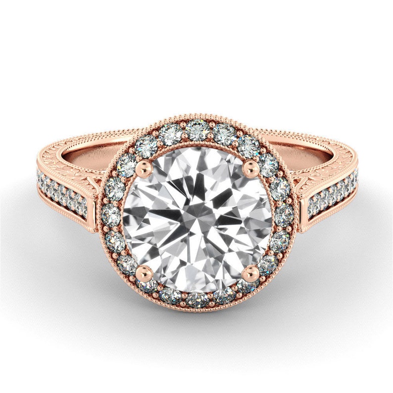 Rose Gold Moissanite Engagement Ring 2.25 Carat Moissanite Etsy