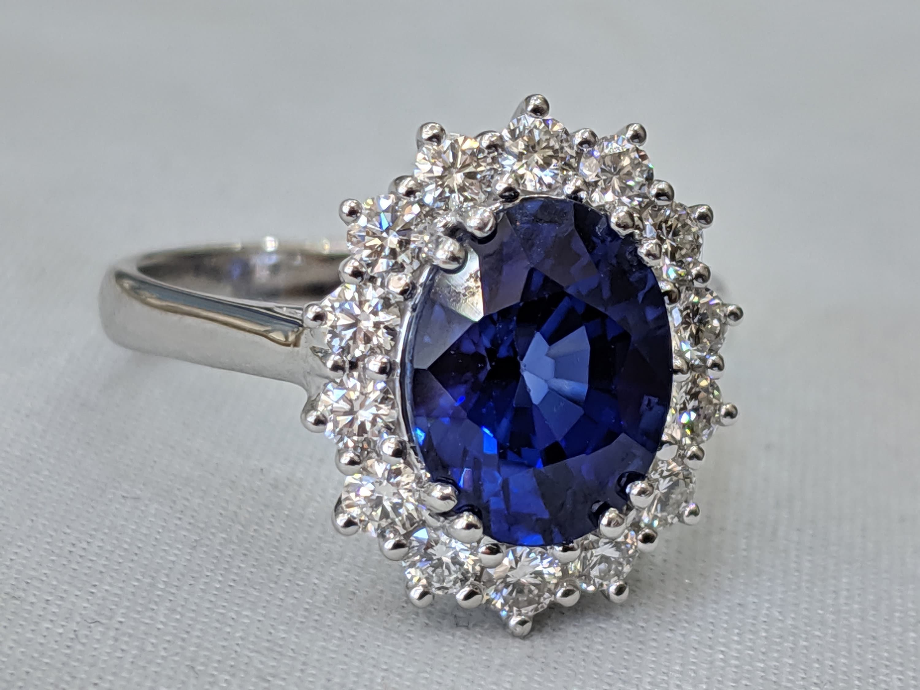 4 1/2 Carat Diana Sapphire Ring Sapphire Halo Engagement - Etsy Canada