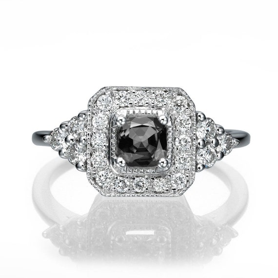 art deco black diamond ring