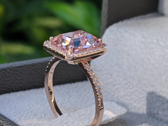 1.5ct Oval Shaped Morganite Ring Rose Gold Engagement Ring Pink Gemsto –  joojewel