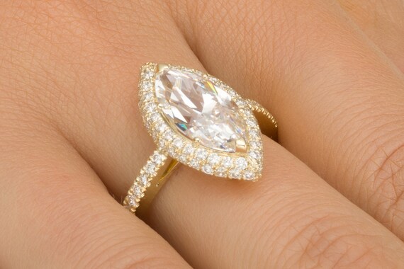2 12 Carat Marquise Cut Engagement Ring Marquise Shape Engagement Ring Marquise Diamond Ring Marquise Double Halo Band Vintage Ring