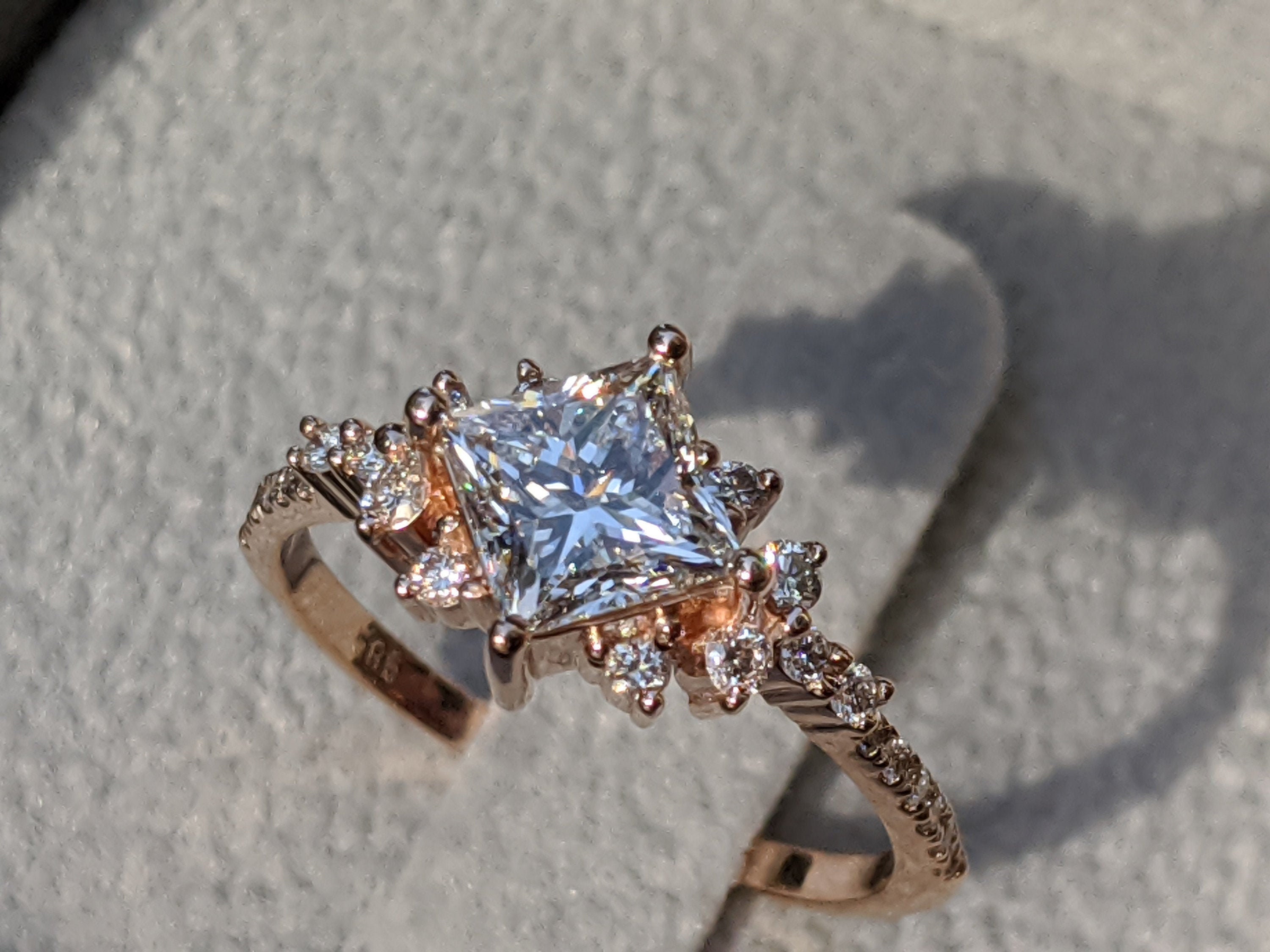 Vintage princess shop cut diamond ring