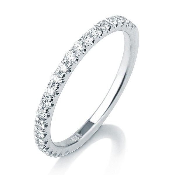 Diamond Ring for Women, Platinum Wedding Bands, Delicate Diamond Wedding Ring, Platinum Stacking Ring, Wedding Band Women