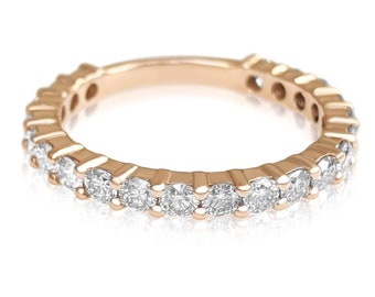 1 Carat Natural VS Diamonds 3/4 Eternity Band - 14K Pink gold - Ring