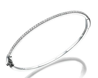 1/2 Carat Diamond Bangle, 14K White Gold Diamond Bracelet