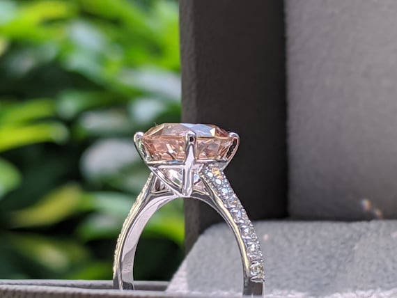 Pink Morganite Ring 3 Carat Morganite Engagement Ring 14k White