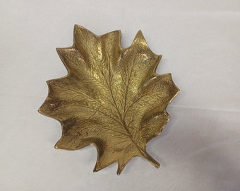 Brass leaf trinket tray
