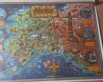 1964 Alaskan Map art wall hanging