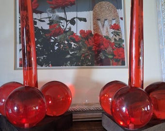 Pair of mid century lucite decor candles with holders