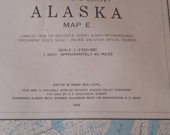 Authentic 1954 Alaskan Map